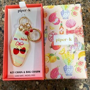 PIPER K Gold-Tone Keychain Bag Charm Cherry Ma Cherie